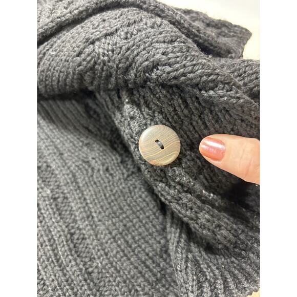 Kilronan Knitwear Cardigan Black XS Pure New Wool Short Sleeve Made in Ireland - Picture 11 of 12